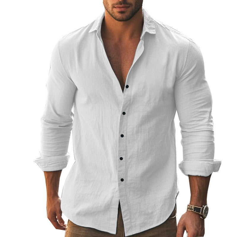 Herren Langarmhemd Elegantes Design Knopfleiste