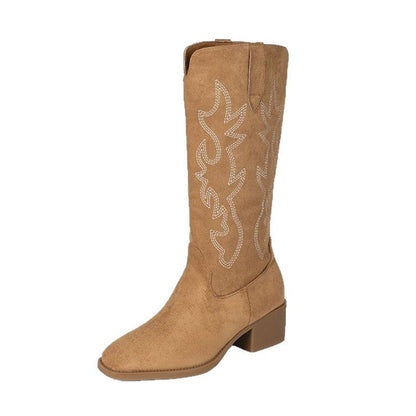 Damen Stiefel Stickerei Komfortabsatz Mittelhöhe