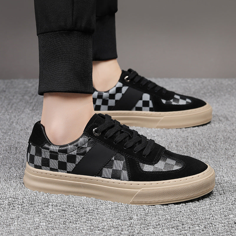 Damen Sneaker Karomuster Rutschfeste Sohle weiß