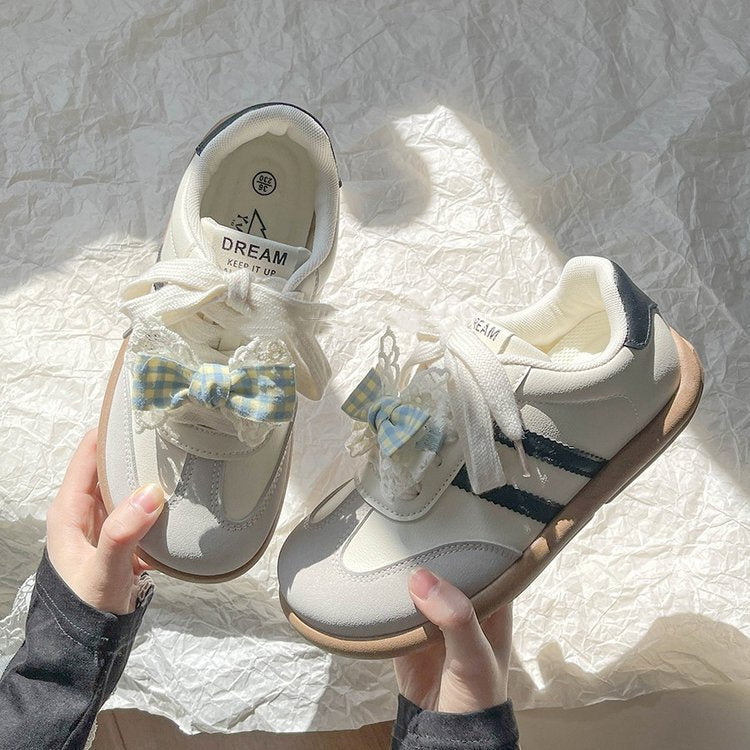 Damen Sneaker Schuhe mit Schleifen Trend Frauen