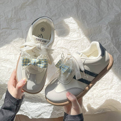 Damen Sneaker Schuhe mit Schleifen Trend Frauen