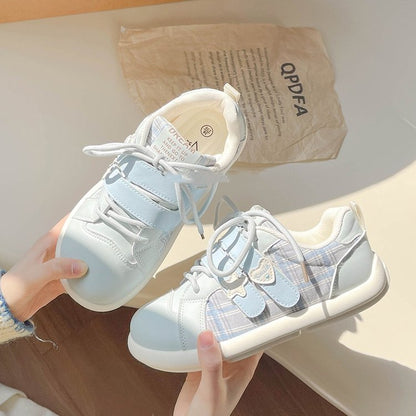 Damen Sneaker Karomuster Komfort Klettverschluss