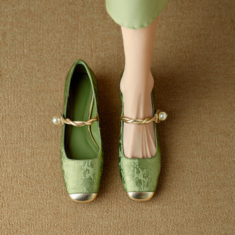 Damen Ballerinas Perlen Schmuck Elegantes Design