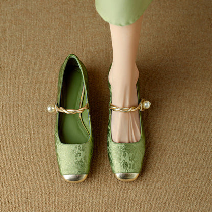 Damen Ballerinas Perlen Schmuck Elegantes Design