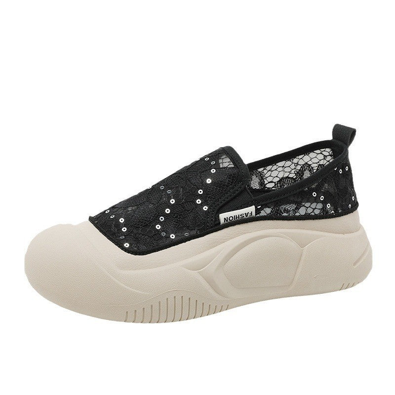 Damen Sneaker Bequem Spitze Elastisch Schnellverschluss - Norvielle