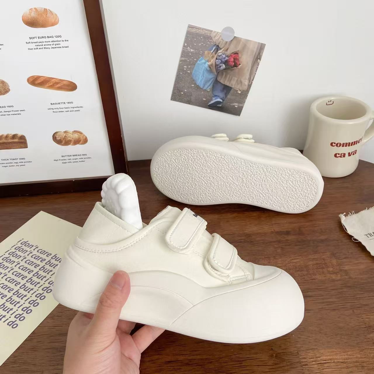 Damen Sneaker Slip On Klettverschluss Dämpfend Bequem