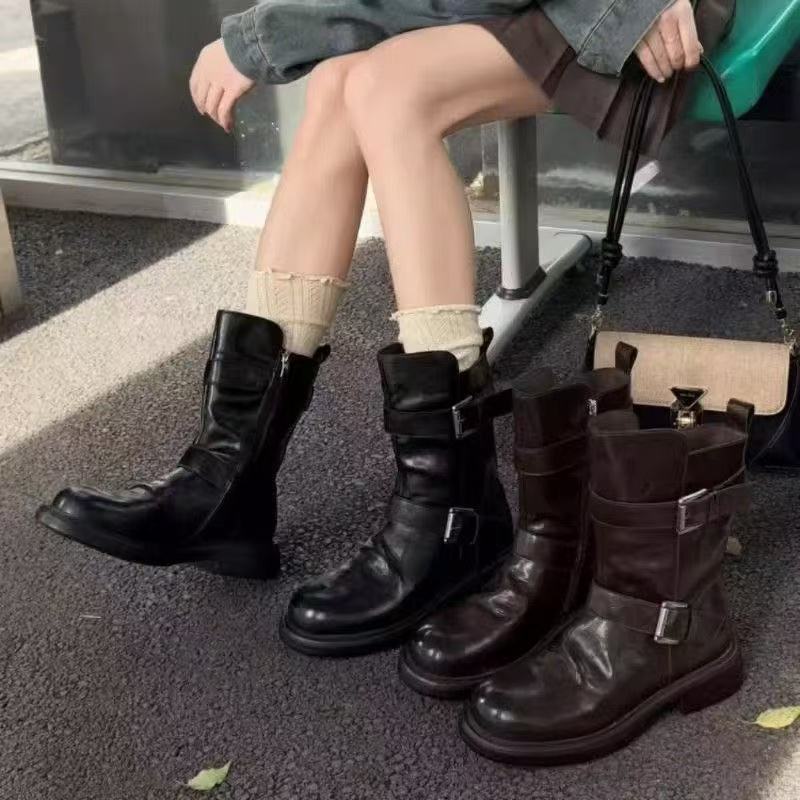 Damen Schnürstiefel Robustes Leder