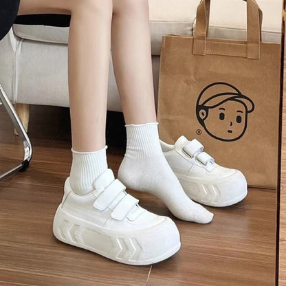 Damen Plattform Sneaker Klettverschluss Modern