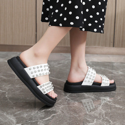 Damen Strandsandalen Glamourös Kristallstein Dekoration
