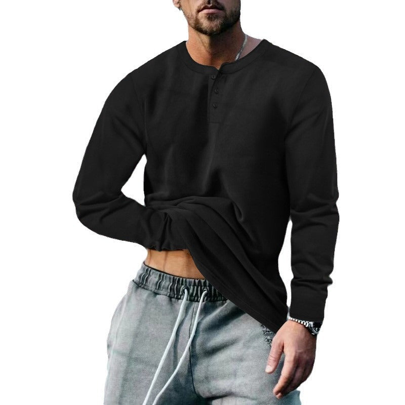 Herren Langarmshirt Weich Bequem Mit Knöpfen