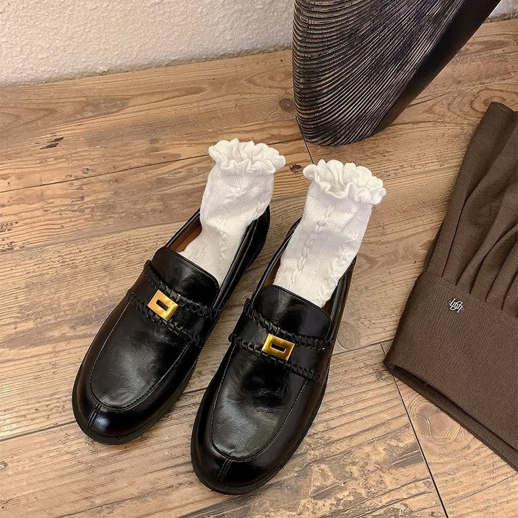 Damen Loafers Elegante Schnalle Schwarz - Norvielle