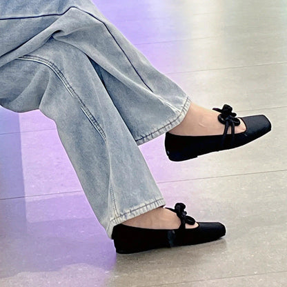 Damen Ballerinas Elegante Schleifen Komfortschuhe