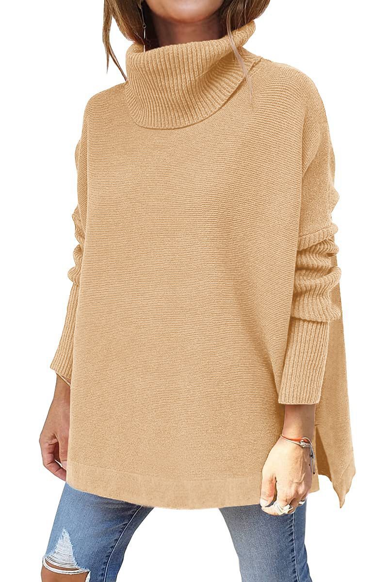 Damen Oversized Rollkragenpullover Großmasche Strick