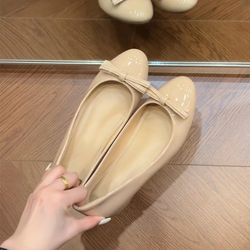 Damen Ballerinas Bequem Mit Schleifen Detail