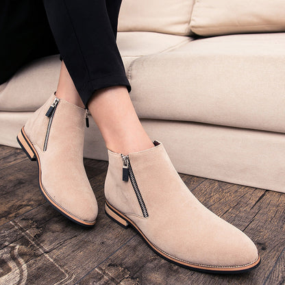 Damen Stiefel Ankle Boots Wildleder Reißverschluss