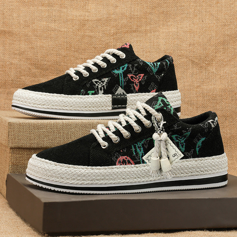 Damen Sneaker Geflochtene Sohle Bequem