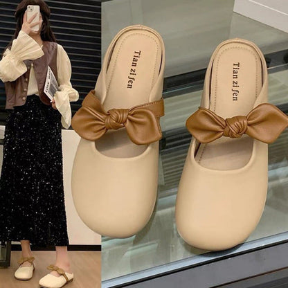 Damen Slipper Komfortabel Schleife