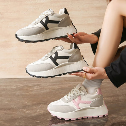 Damen Plateau Sneaker Sportlich Komfortabel