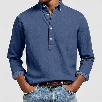 Herren Langarmhemd Slim Fit Moderner Kragen