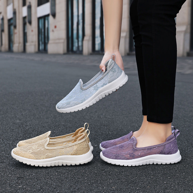 Damen Sneaker Slip-On Weich Spitze Dämpfung