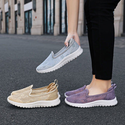 Damen Sneaker Slip-On Weich Spitze Dämpfung