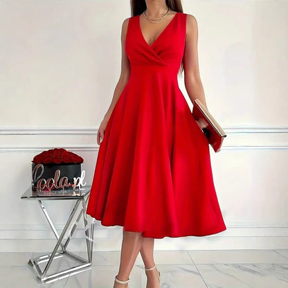 Damen Wickelkleid A-Linie V-Ausschnitt