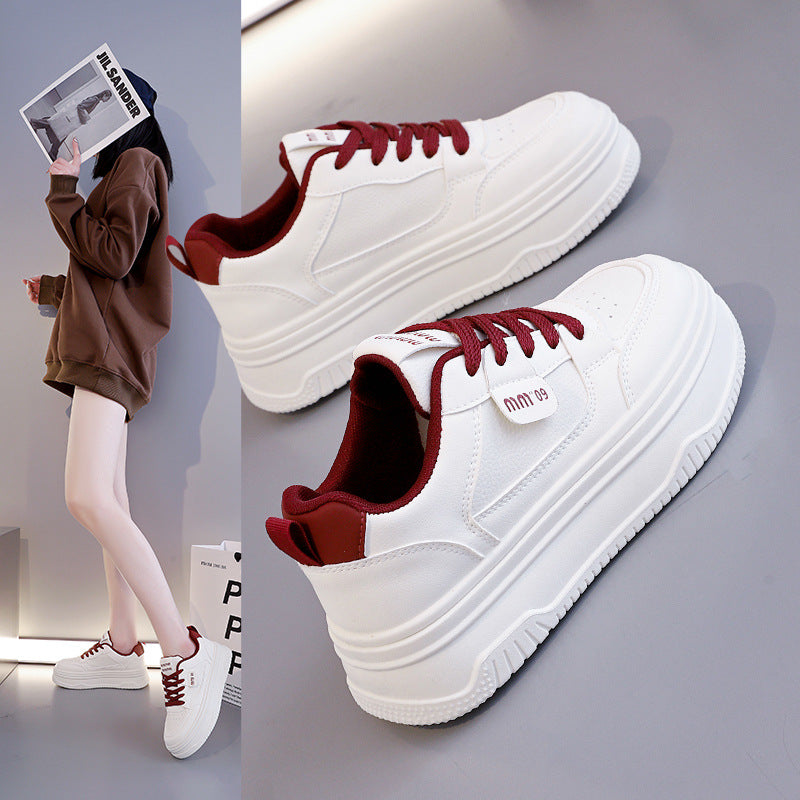 Damen Plateau Sneaker Atmungsaktives Material Elegant