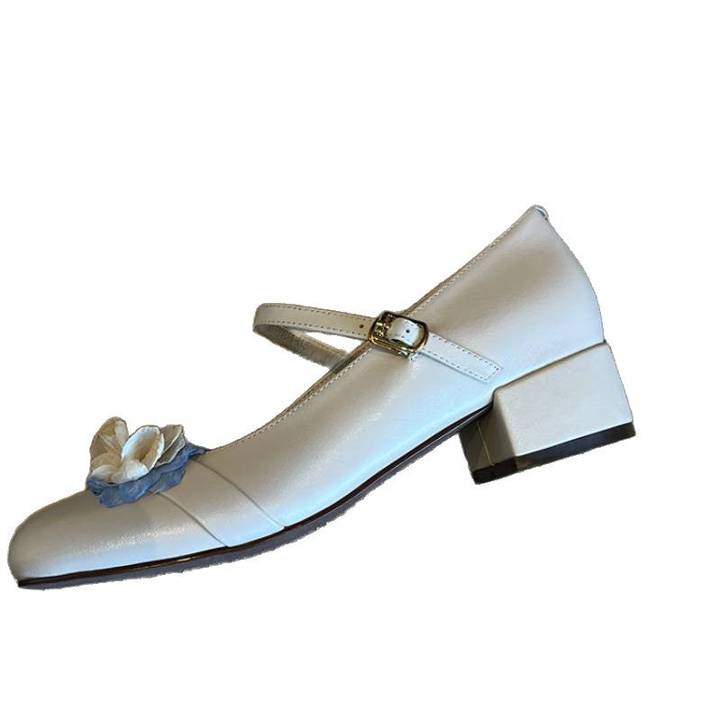 Damen Mary Jane Schuhe Blumenmuster Elegant