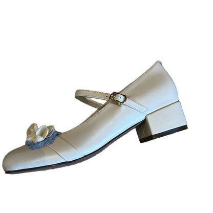 Damen Mary Jane Schuhe Blumenmuster Elegant