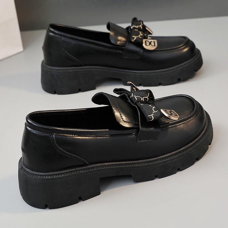 Damen Loafers Chunky Schuhe Gummi Sohle Schwarz - Norvielle