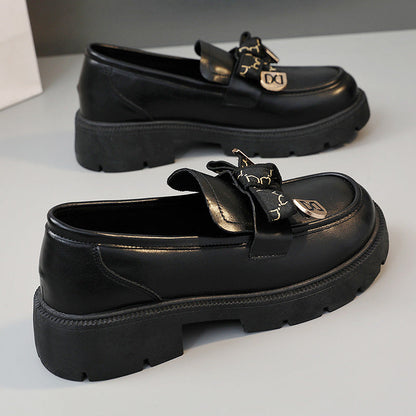 Damen Loafers Chunky Schuhe Gummi Sohle Schwarz - Norvielle