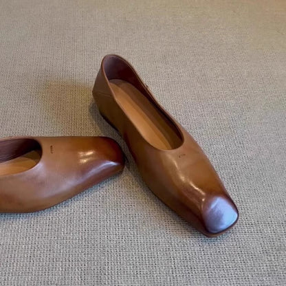 Damen Ballerinas Leder Braun Komfort