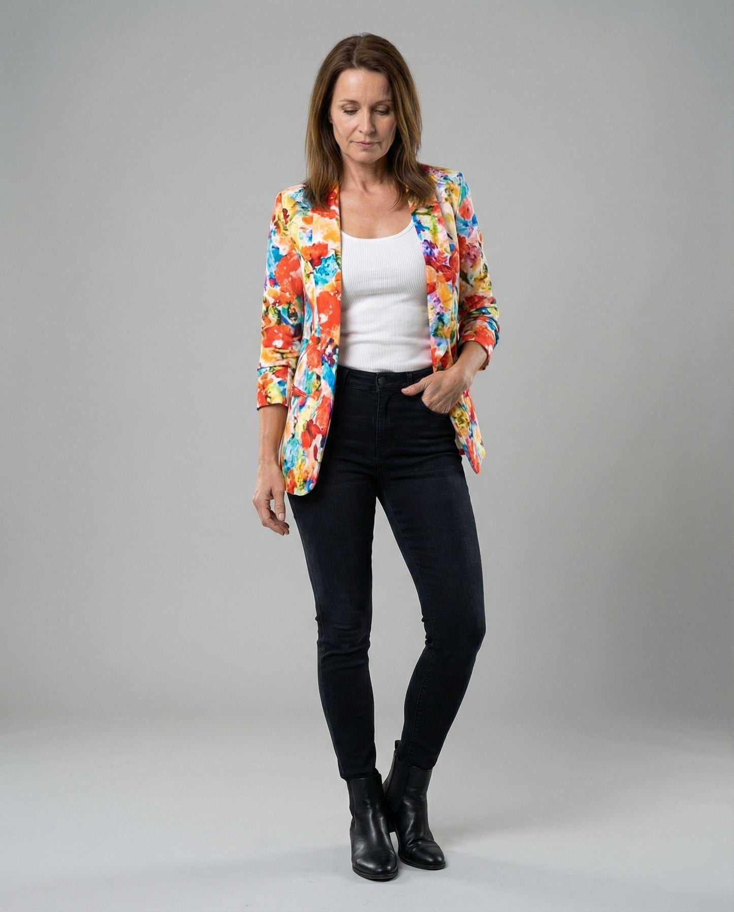 Damen Blazer Elegant Blume Modern