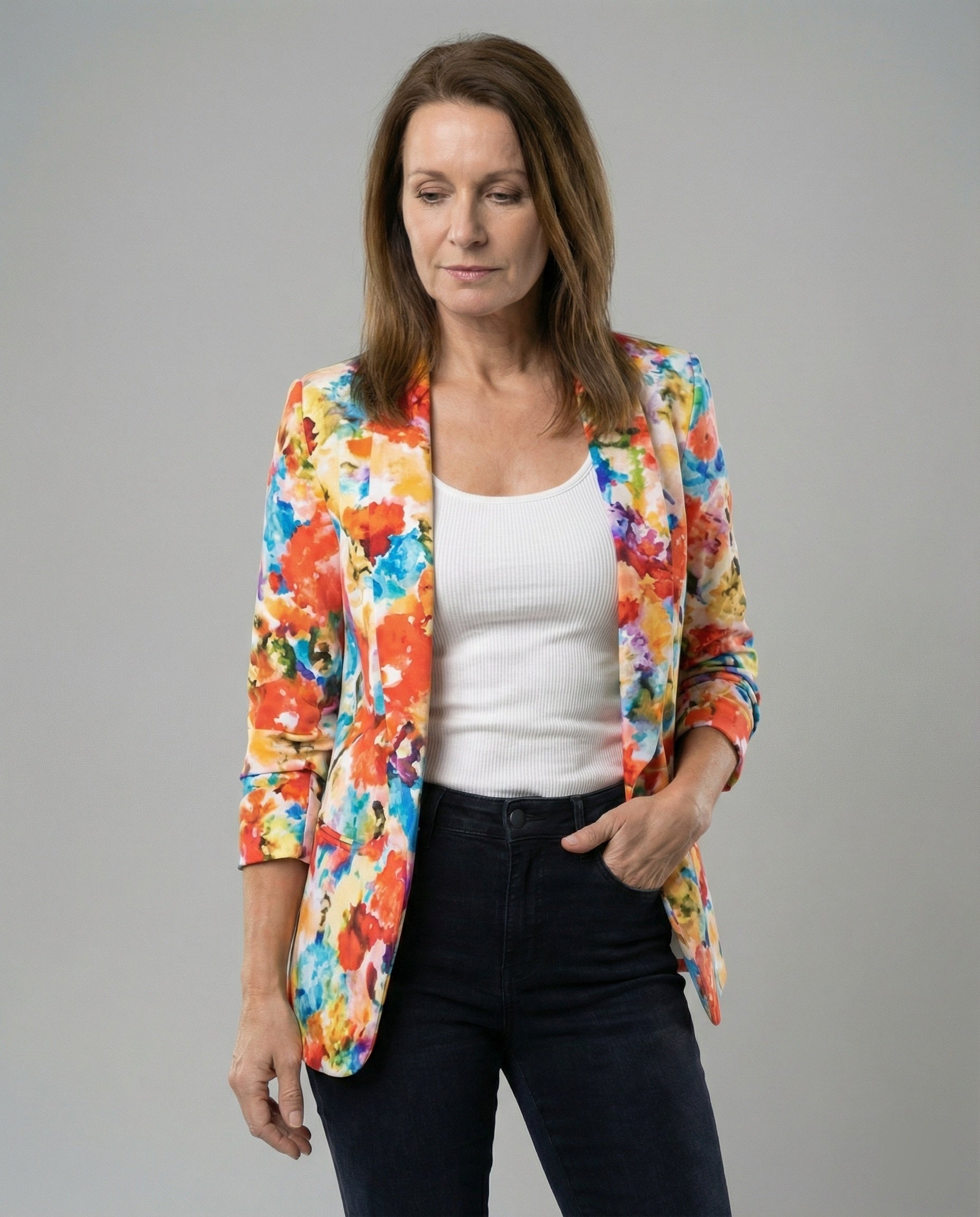 Damen Blazer Elegant Blume Modern - Norvielle
