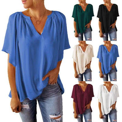 Damen Bluse Fließend Elastisch Ballonärmel - Norvielle