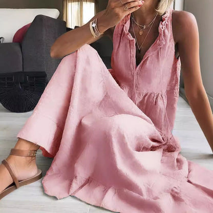 Damen Maxikleid Romantisch Mit Rüschen Lang