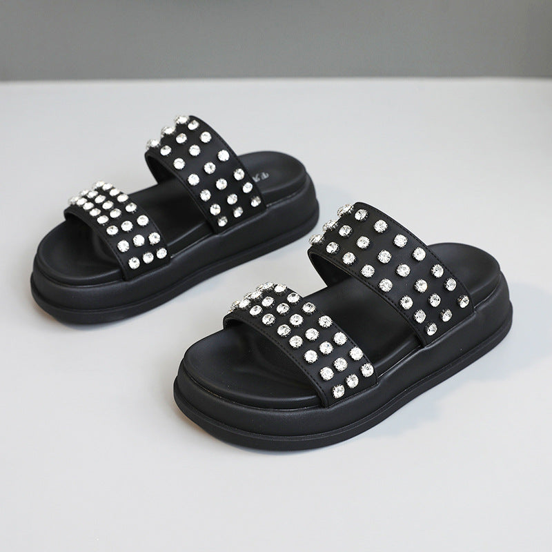 Damen Strandsandalen Glamourös Kristallstein Dekoration