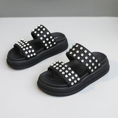 Damen Strandsandalen Glamourös Kristallstein Dekoration