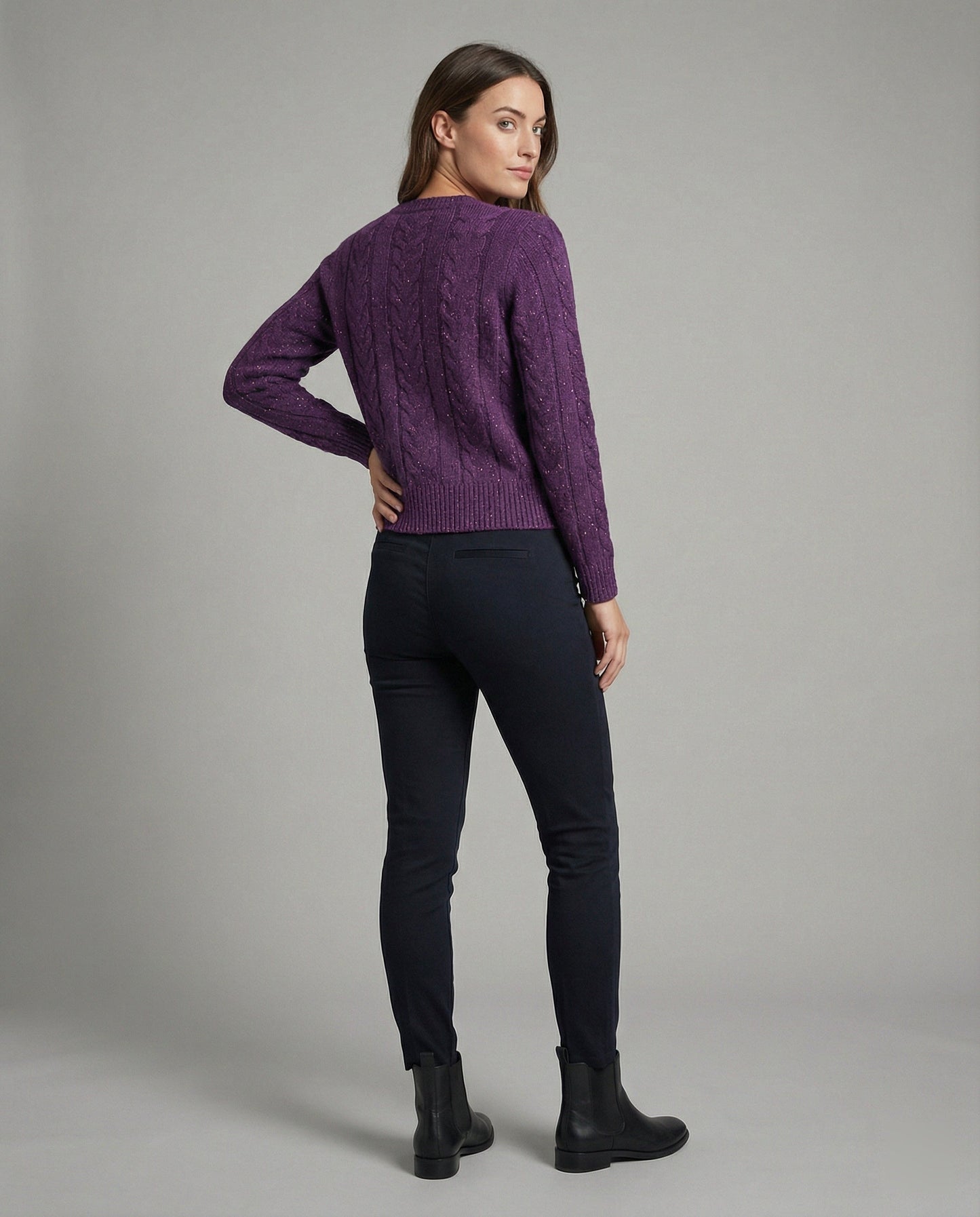 Damen Cardigan Kurz Bunt Zopfmuster Perlmuttknöpfe