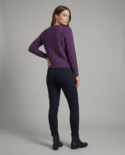 Damen Cardigan Kurz Bunt Zopfmuster Perlmuttknöpfe