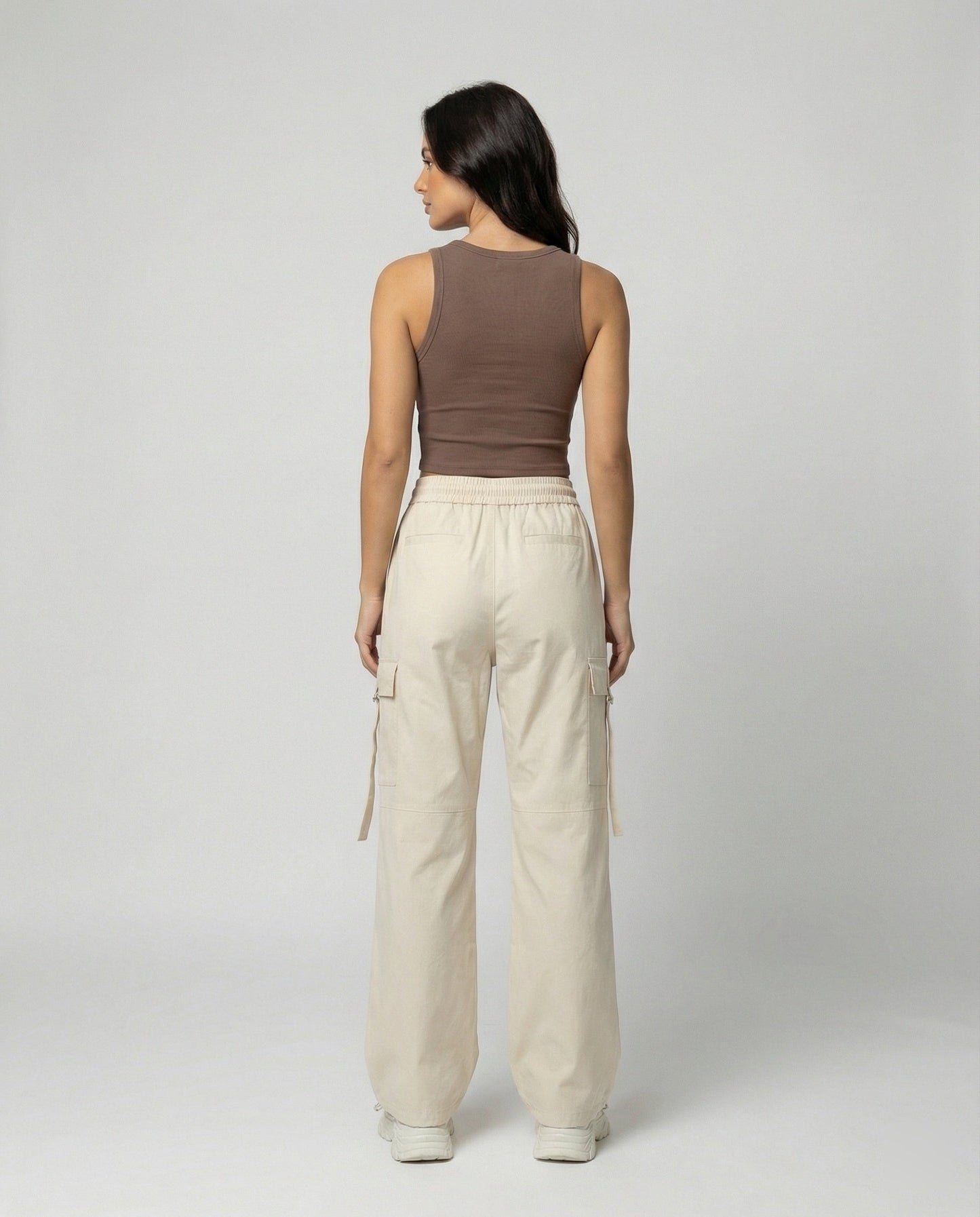 Damen Cargohose Elastisch Weit Mit Taschen