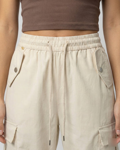 Damen Cargohose Elastisch Weit Mit Taschen