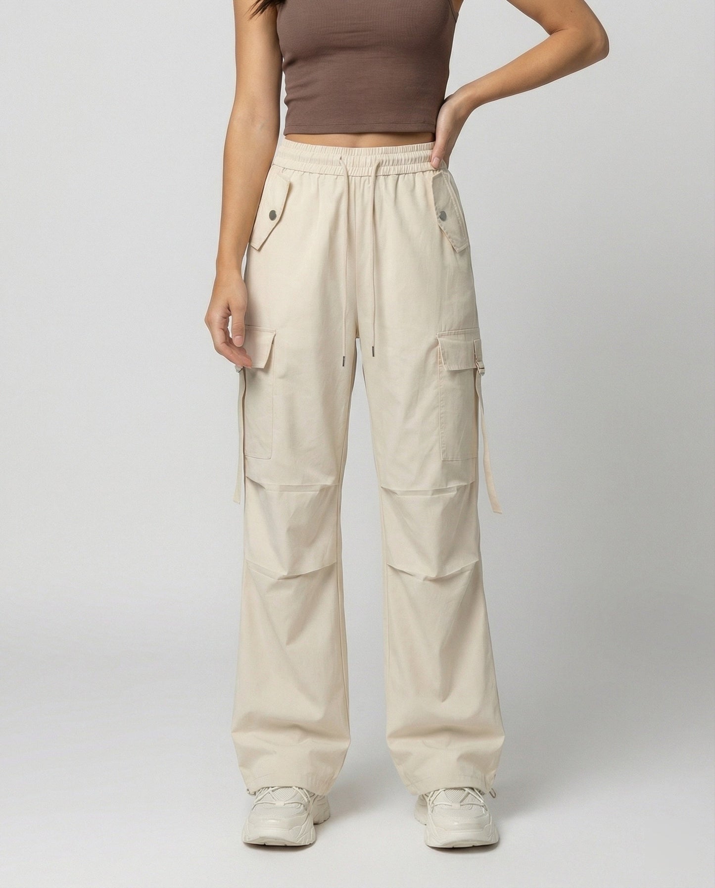 Damen Cargohose Elastisch Weit Mit Taschen - Norvielle