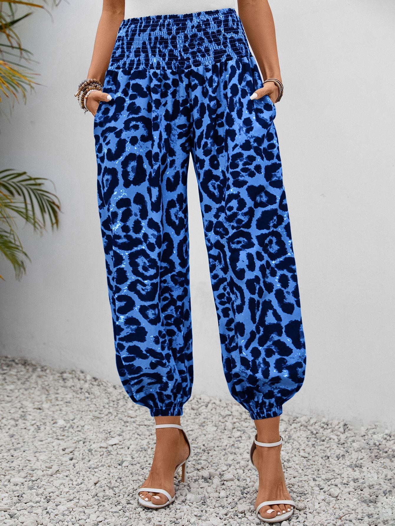 Damen-Hosen Leopardenmuster Elegant Weite