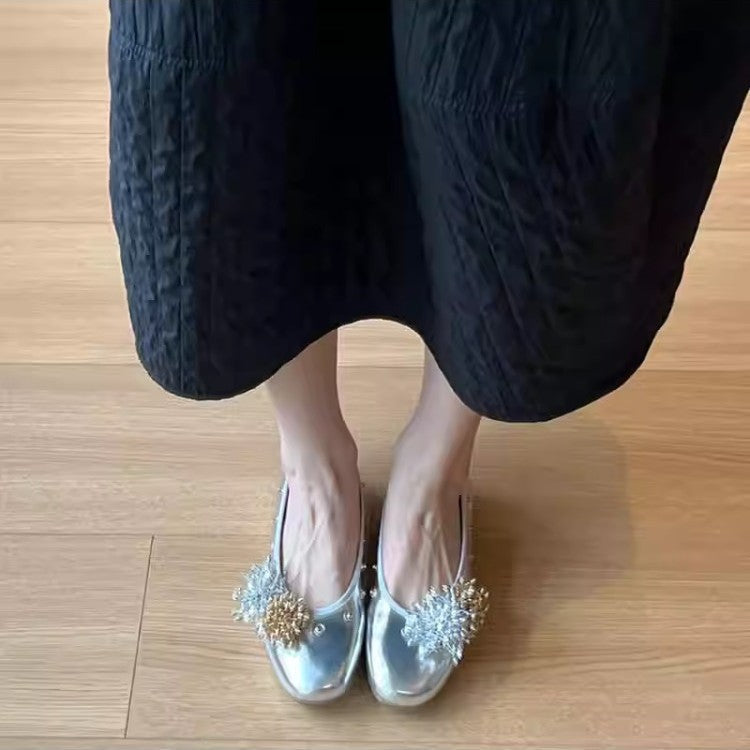 Damen Ballerinas mit Schmuckapplikationen Bequem