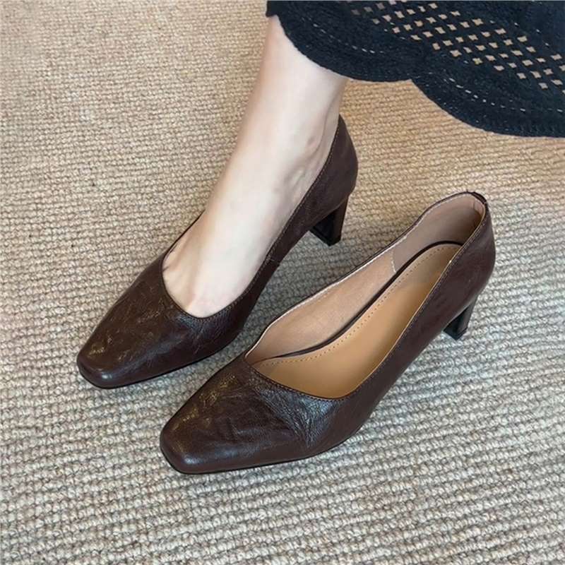 Damen Pumps Komfort Blockabsatz Elegantes Leder