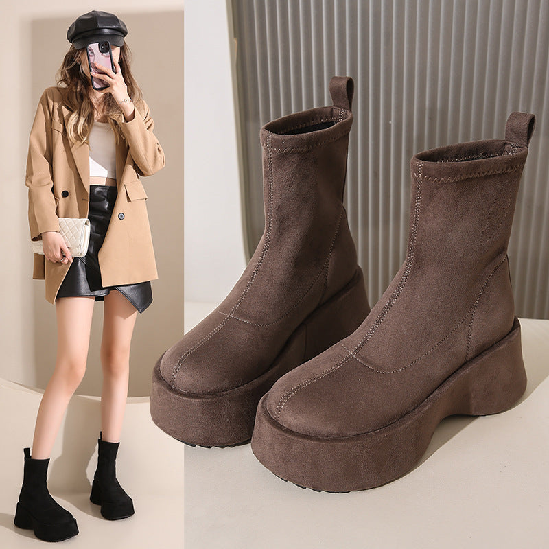 Damen Ankle Boots Wildleder Bequem Leicht