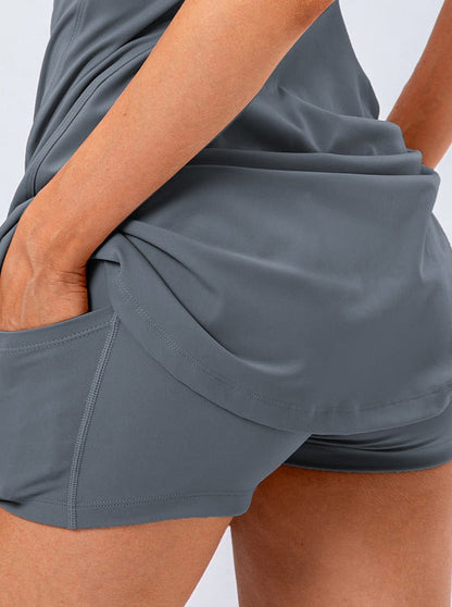 Damen Tenniskleid Grau Sportlich Geschnitten
