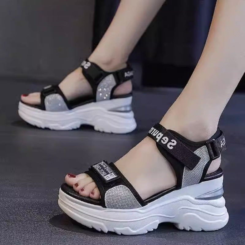 Damen Plateau-Sandalen Sportlich Verstellbare Riemen - Norvielle