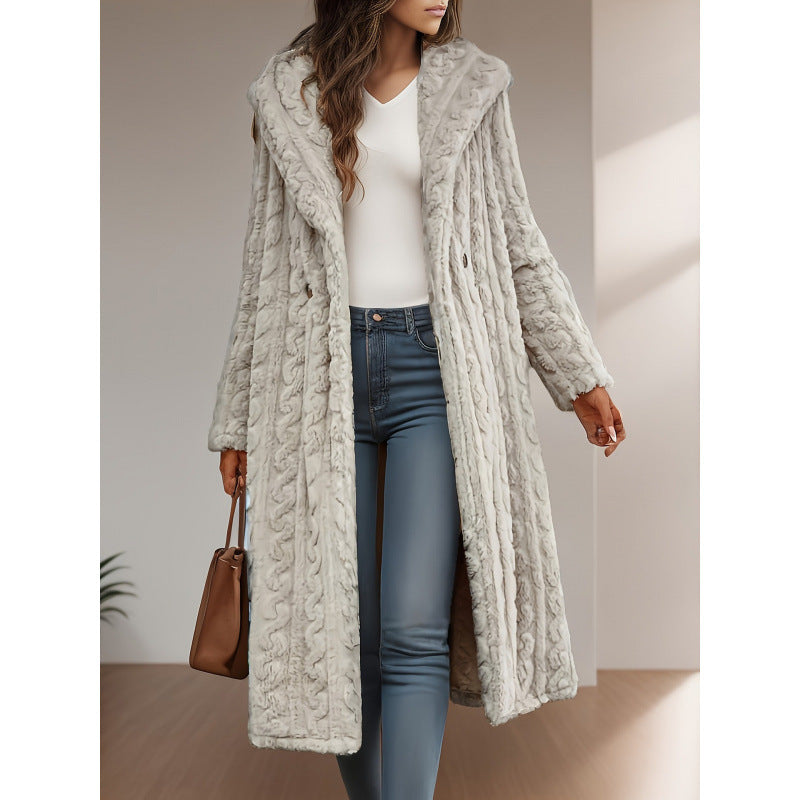 Damen Strickmantel Oversized Zopfmuster
